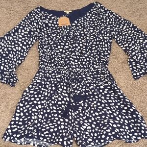 Kori Navy and White Polka Dot Women's Romper